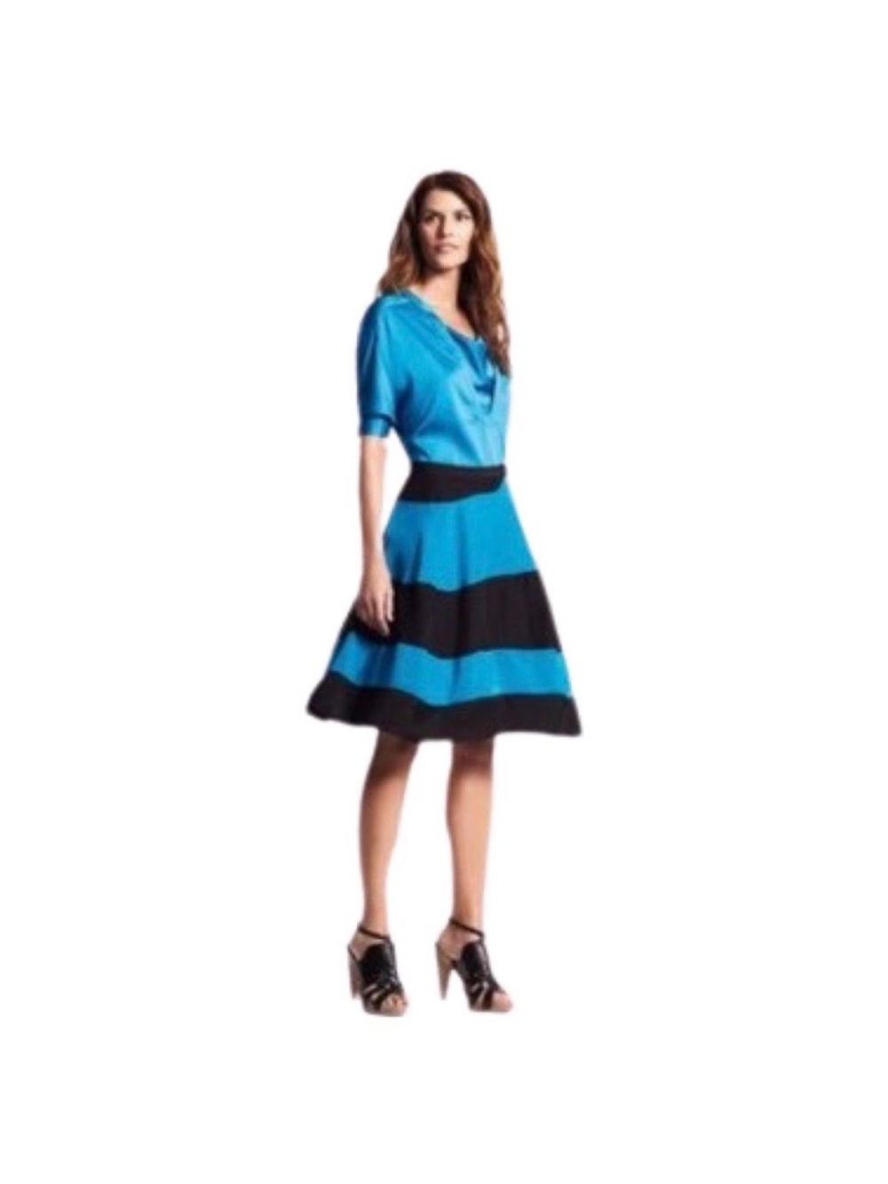 Derek Lam for Design Nation Blue and Black Striped A-Line Skirt Size 2